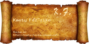 Kmety Füzike névjegykártya